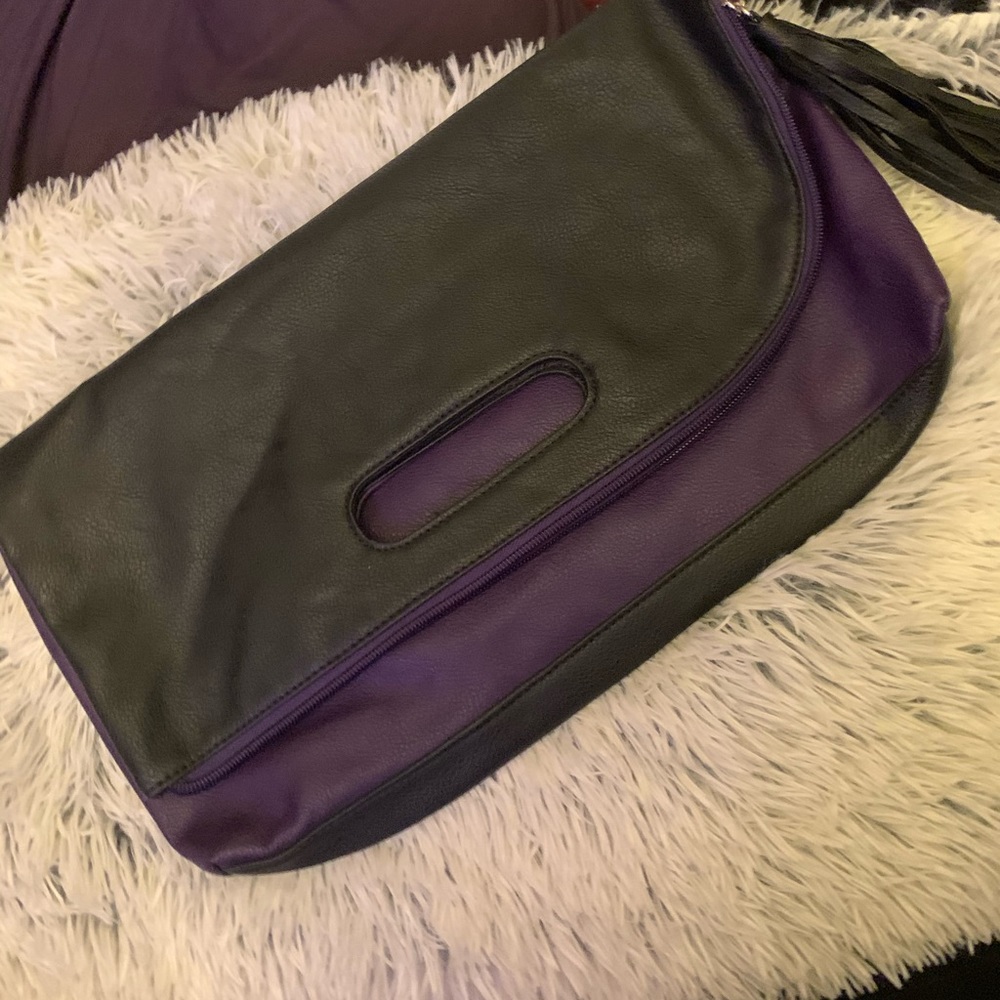 Black/Purple Fold Over Bag